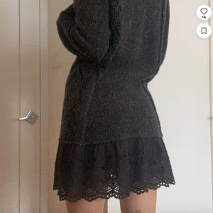 Free People knit sweater dress with lace